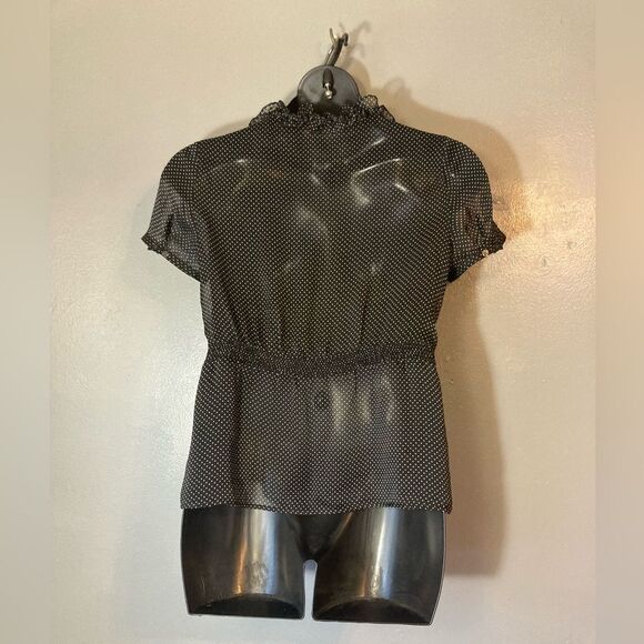 The Limited Black And White Sheer Polka Dot Ruffle Blouse - Picture 5 of 5